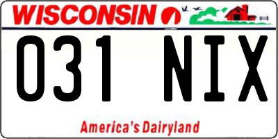 WI license plate 031NIX