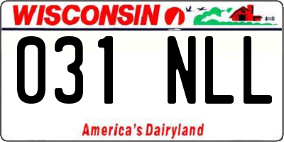 WI license plate 031NLL