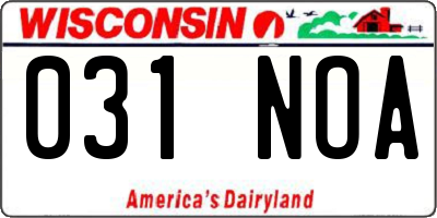 WI license plate 031NOA