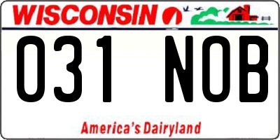 WI license plate 031NOB