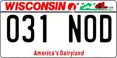 WI license plate 031NOD