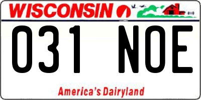 WI license plate 031NOE