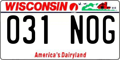WI license plate 031NOG