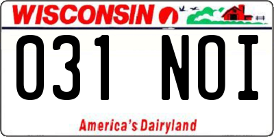 WI license plate 031NOI