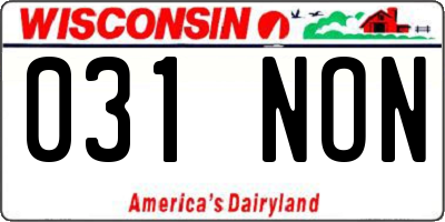 WI license plate 031NON