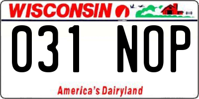 WI license plate 031NOP