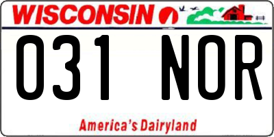 WI license plate 031NOR