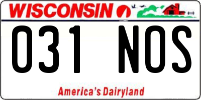 WI license plate 031NOS