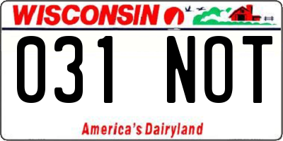 WI license plate 031NOT