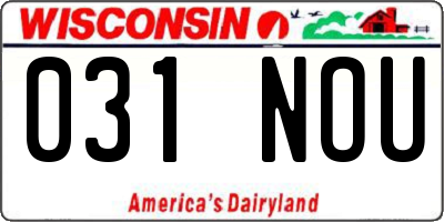 WI license plate 031NOU