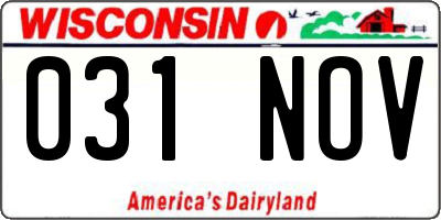WI license plate 031NOV