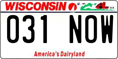 WI license plate 031NOW