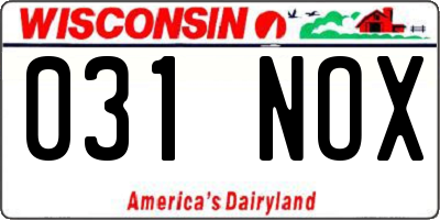 WI license plate 031NOX