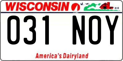 WI license plate 031NOY