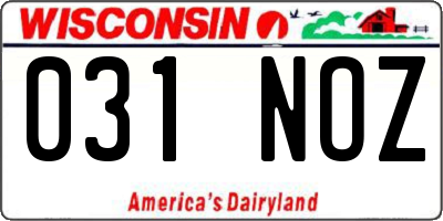 WI license plate 031NOZ