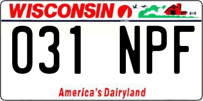 WI license plate 031NPF