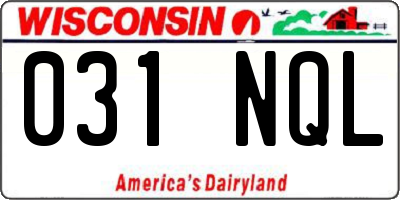 WI license plate 031NQL
