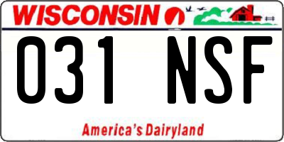 WI license plate 031NSF