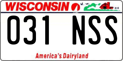 WI license plate 031NSS