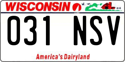 WI license plate 031NSV