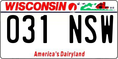 WI license plate 031NSW