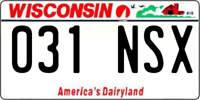WI license plate 031NSX
