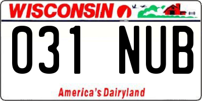 WI license plate 031NUB
