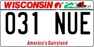 WI license plate 031NUE