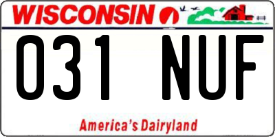 WI license plate 031NUF
