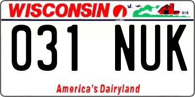 WI license plate 031NUK