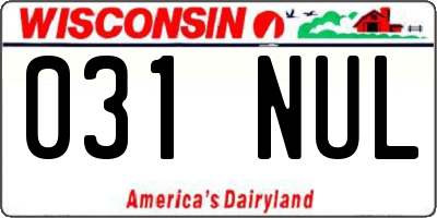 WI license plate 031NUL