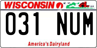 WI license plate 031NUM