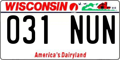 WI license plate 031NUN