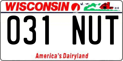 WI license plate 031NUT