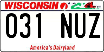 WI license plate 031NUZ