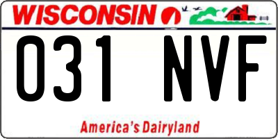 WI license plate 031NVF