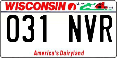 WI license plate 031NVR