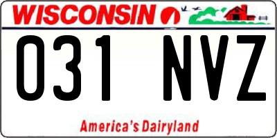 WI license plate 031NVZ