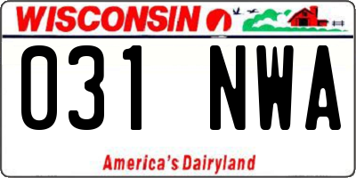 WI license plate 031NWA