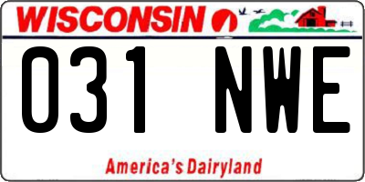 WI license plate 031NWE