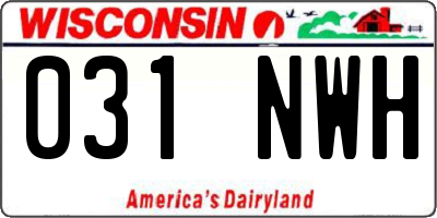 WI license plate 031NWH