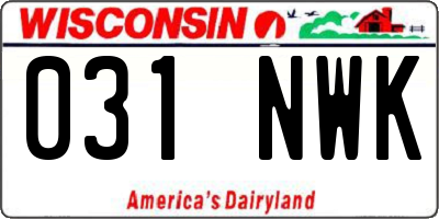 WI license plate 031NWK