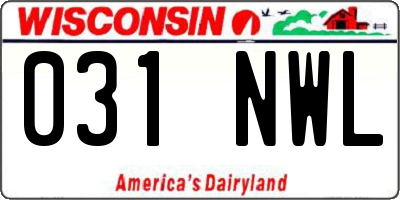 WI license plate 031NWL