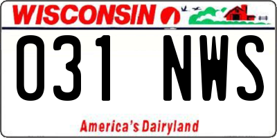 WI license plate 031NWS