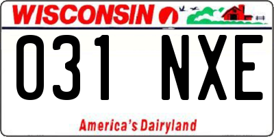 WI license plate 031NXE