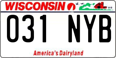 WI license plate 031NYB