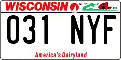 WI license plate 031NYF