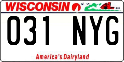 WI license plate 031NYG
