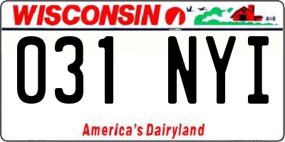 WI license plate 031NYI