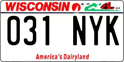 WI license plate 031NYK
